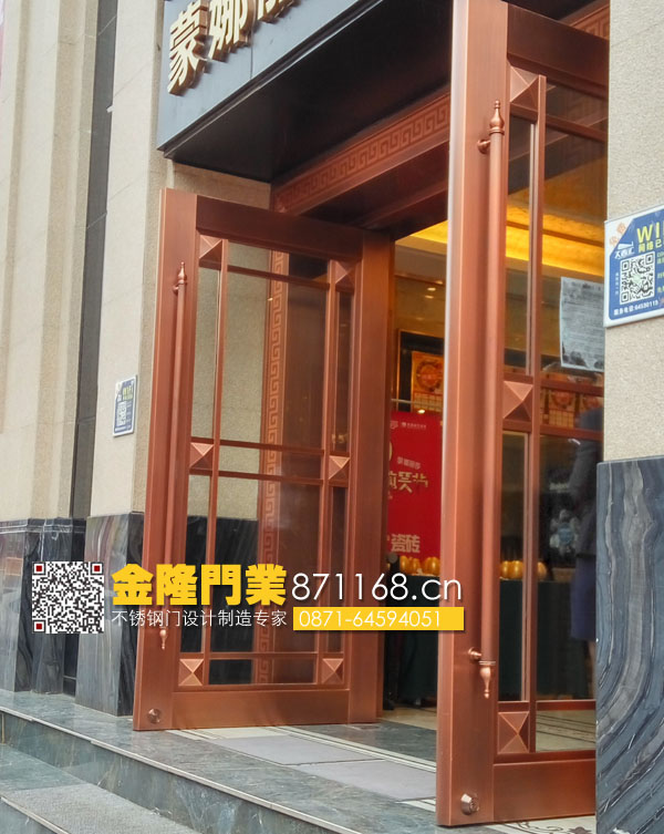 云南昆明不銹鋼灑店商鋪大門、昆明不銹鋼地彈簧門、昆明不銹鋼推拉門